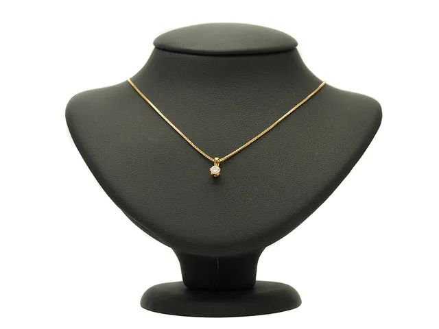 HÄNGE/KEDJA, 18K guld, briljant ca 0,37 ct ca W/VS, venezia, längd 42 cm, vikt 5,1 g.
