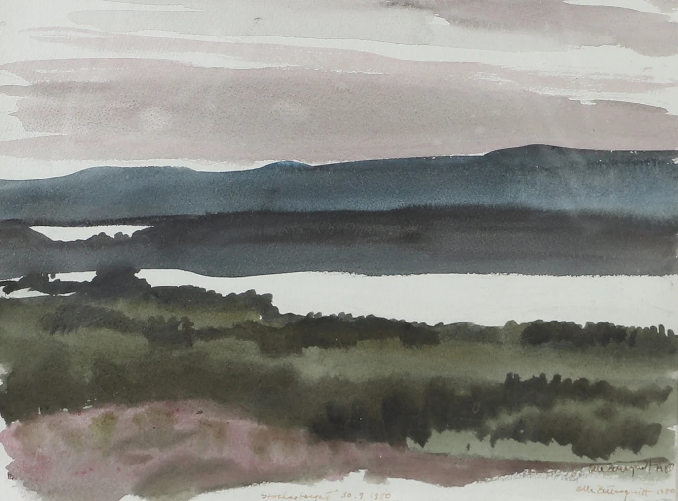 OLLE ZETTERQVIST. "Från Storkasberget I", akvarell, signerad 1980. — Paintings — Helsingborgs Auktionskammare