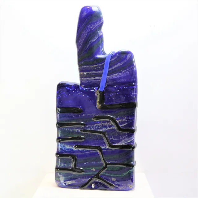 JAMES COIGNARD. "STRATIFICATION BLEU" BERENGO MURANO GLAS SKULPTUR.