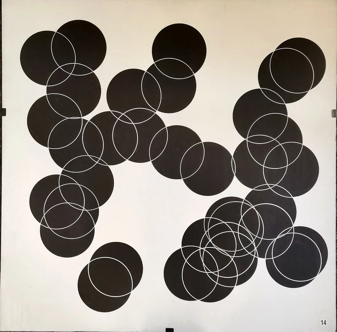 BASIL GOODE 1975 ABSTRACT GEOMETRIC ACRYLIC PAINTING. — Paintings — Acreman St Auctioneers & Valuers