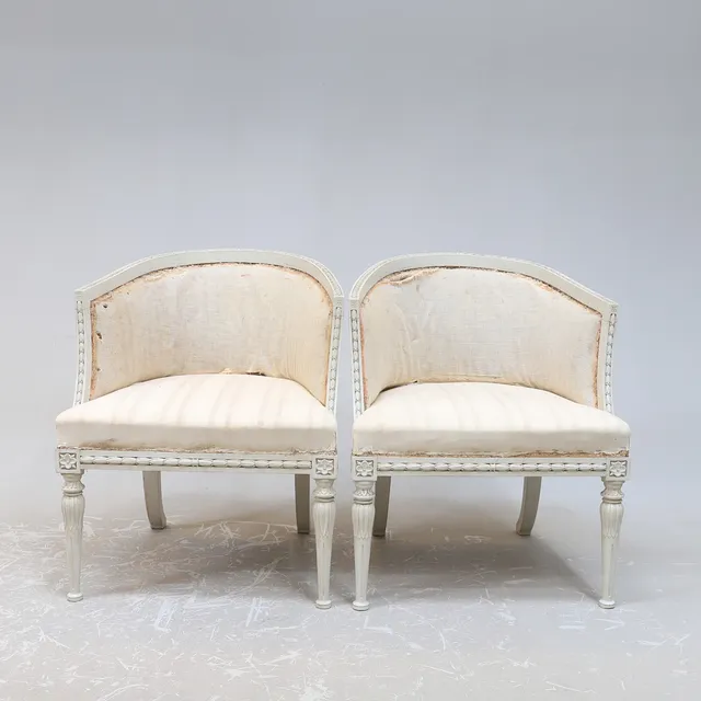 BALJFÅTÖLJER, 1 par, gustaviansk stil, 18/1900-tal.