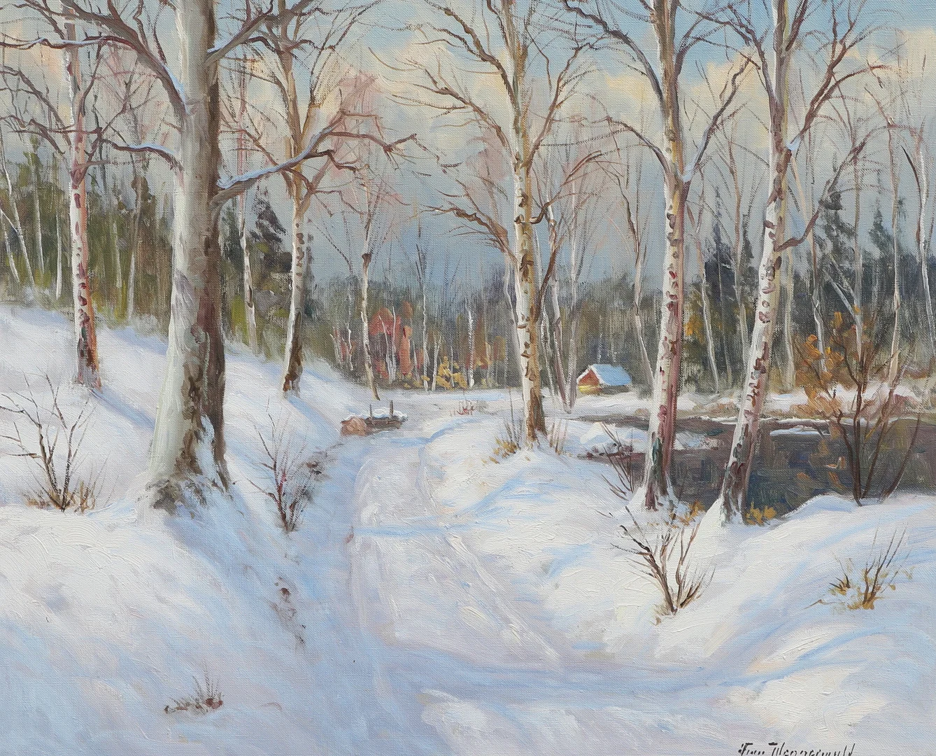 FINN WENNERWALD. Olja på duk, vinterlandskap, signerad. — Paintings — Ekenbergs Auktioner