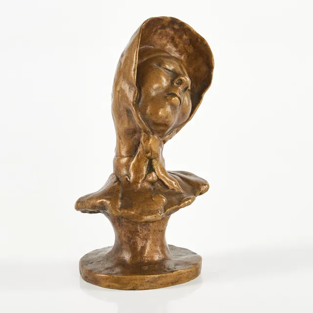 THORWALD ALEF (1896-1974). Skulptur, Kvinna i hatt, signerad F.A, H Bergman cire perdue, brons.