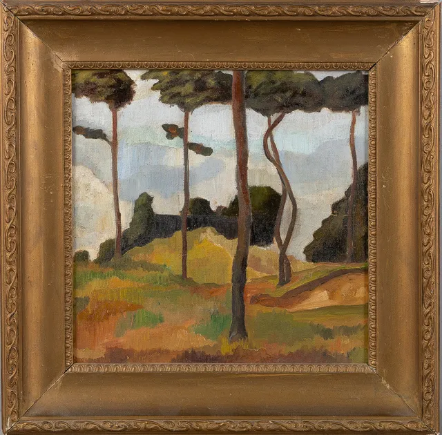 HELGE CARDELL. "Södervidinge", olja på papp.