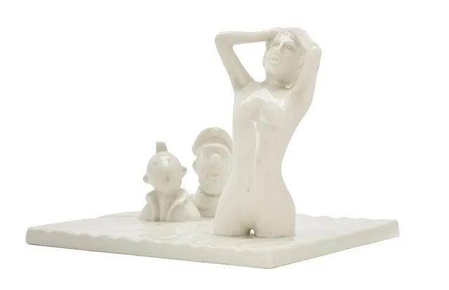 “The Vision”. Signed with dedication to the base. Porcelain. H. 13. W. 17.5. D. 17.5 cm.