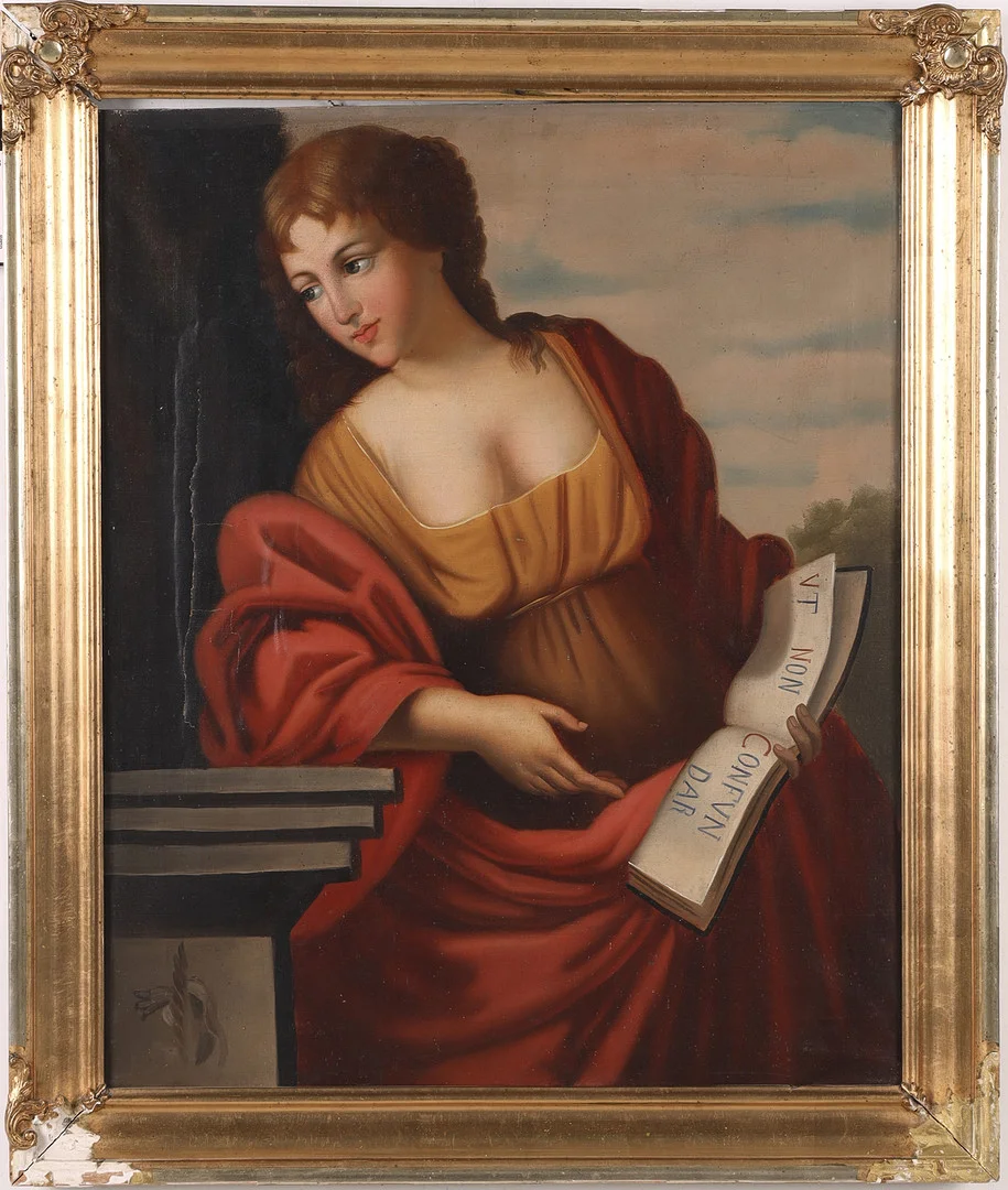 OKÄND KONSTNÄR. Efter Giovanni Francesco Romanelli, "Sibyllan i Cumae", 1800-tal, olja på duk. — Paintings — Stockholms Auktionsverk Sickla