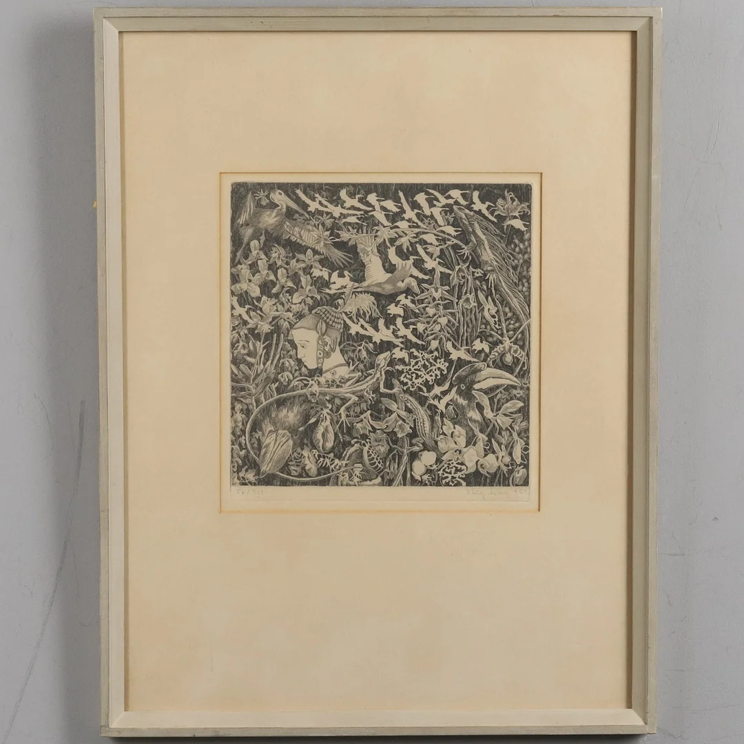 STIG ÅSBERG. ETSNING 56/310, signerad och daterad 1954. — Engravings & Prints — Örebro Stadsauktioner