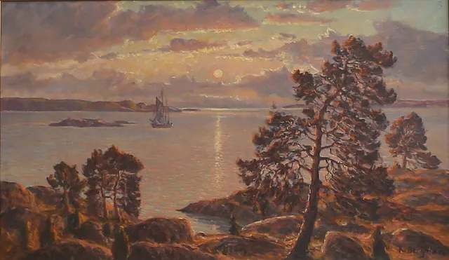 KARL BERGMAN. Olja på duk, Skärgårdsmotiv, signerad.
