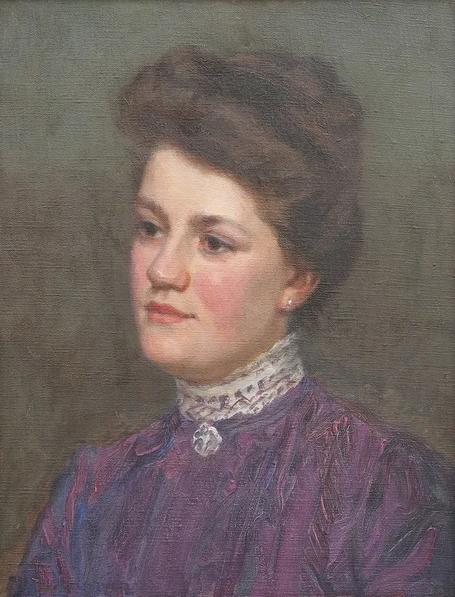 VILHELM HOLMGREN. PORTRÄTT FÖRESTÄLLANDE JEANNE, KONSTNÄRENS HUSTRU.
