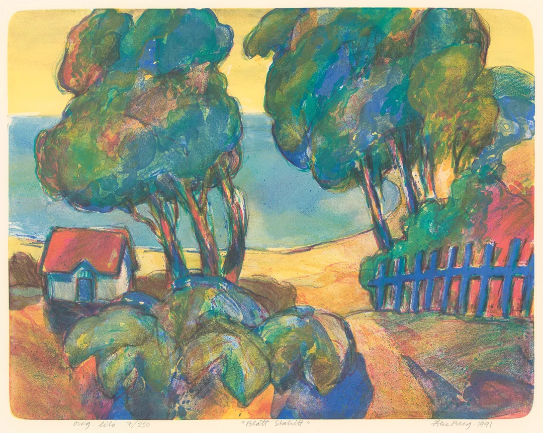 Berg, Åke — "Blått stakitt" 1991 — Kunst/Grafikk — Blomqvist