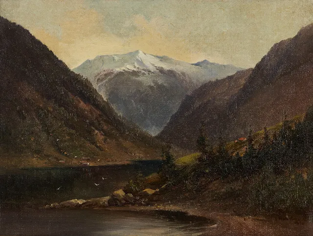 JOSEFINA HOLMLUND (1827-1905): Fjordlandskap, signerad och daterad 1870, olja på duk.