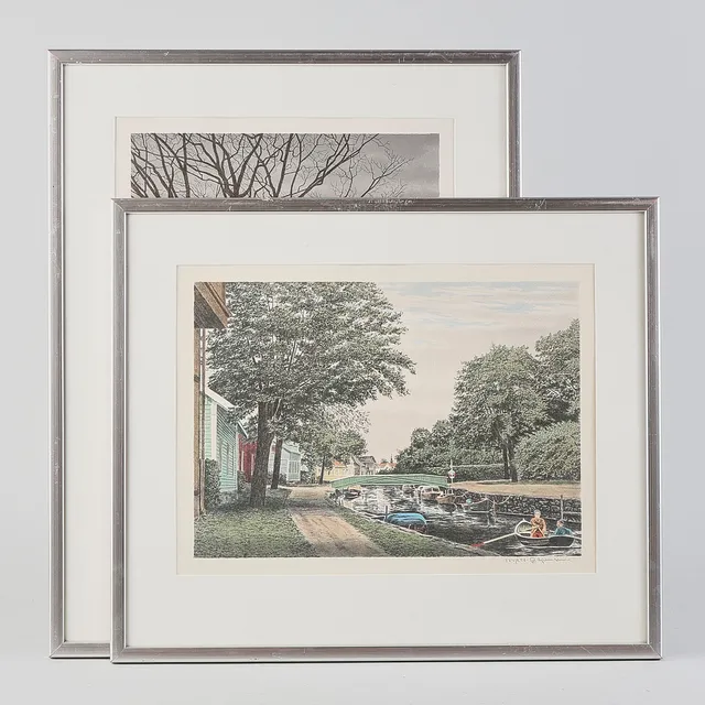 REINHOLD LJUNGGREN. Färglitografi, 2 st, signerade, numrerade 177/250.
