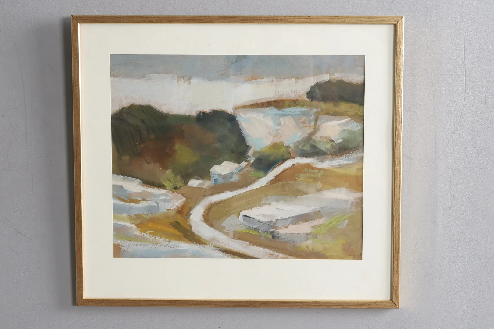 GUNNAR MOSSBERG. TAVLA, blandteknik, landskap, signerad. — Paintings — Örebro Stadsauktioner