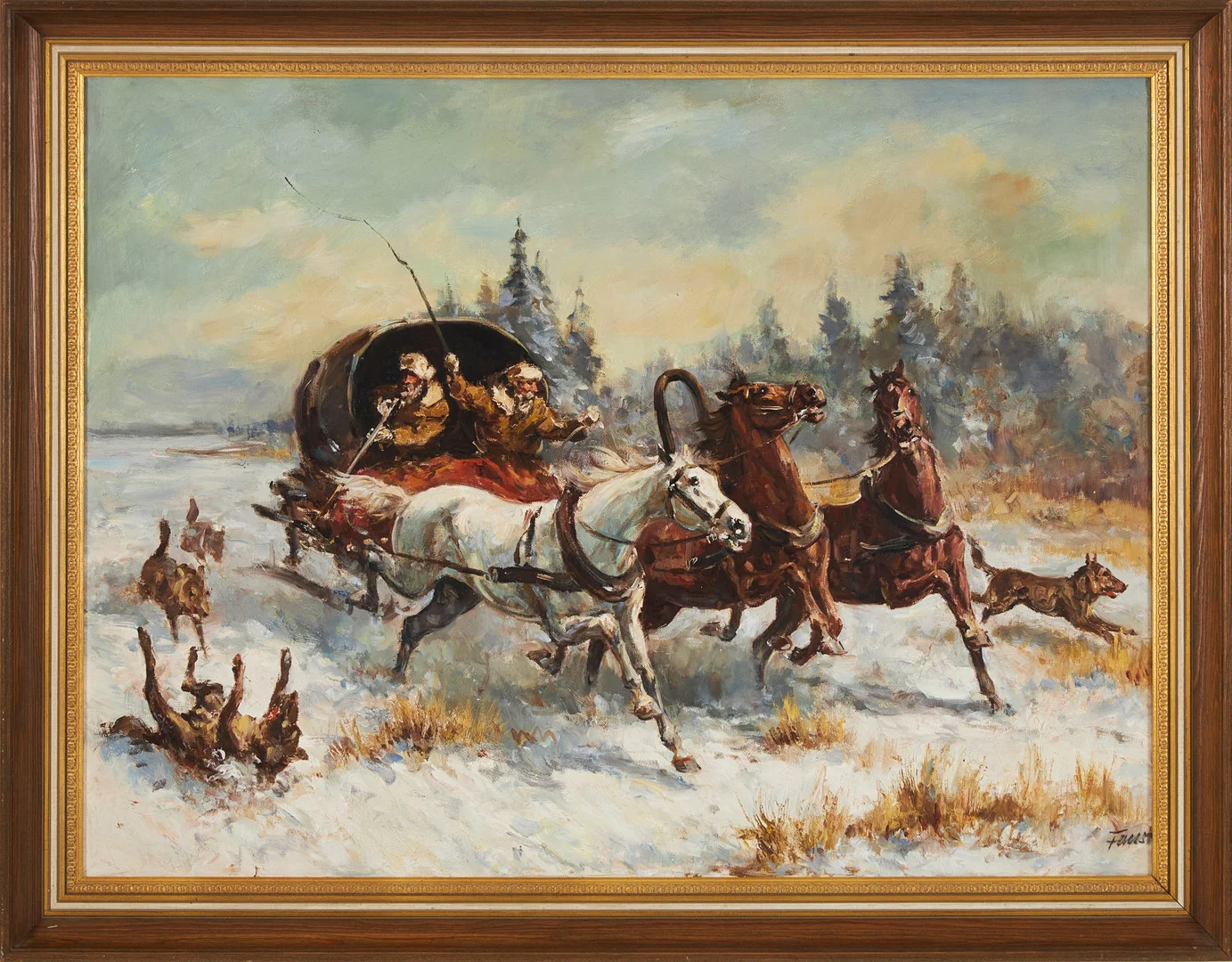 HEINRICH FAUST (1910-1981). Hästmotiv i vintermiljö, 1900-talets andra hälft. — Paintings — Stockholms Auktionsverk Magasin 5