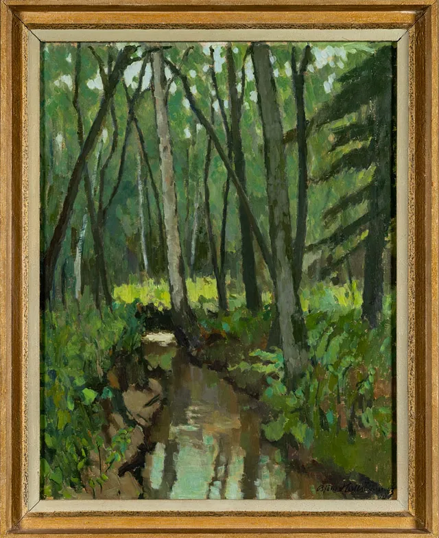 BJÖRN HALLSTRÖM. Olja på duk, "Bäcken", 1943.