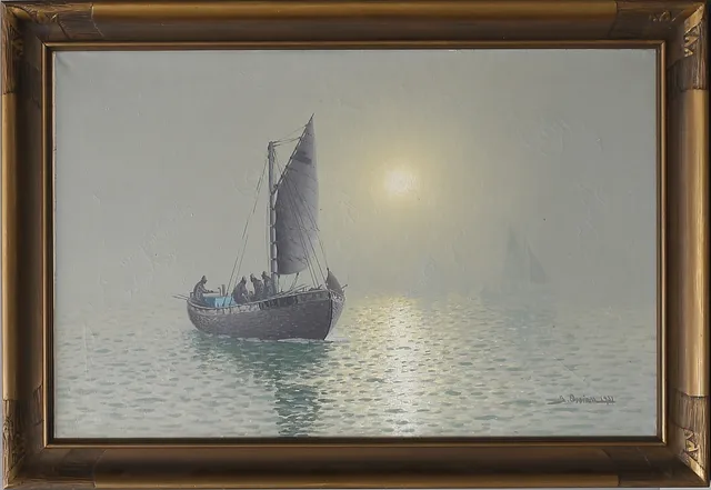 JOHAN OSSIAN ANDERSSON. Fiskebåt, olja på duk, signerad, daterad 1931.