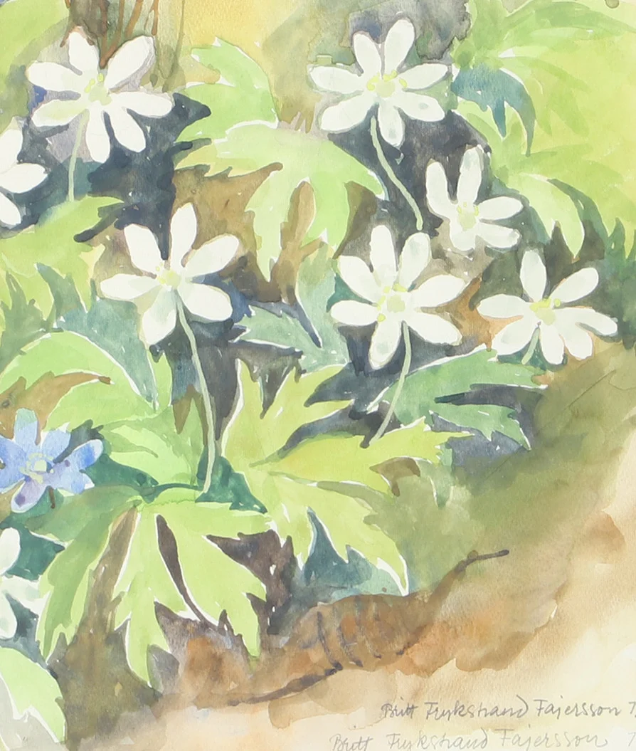 BRITT FRYKSTRAND FAJERSSON. Blommor, signerat tryck. — Engravings & Prints — Helsingborgs Auktionskammare