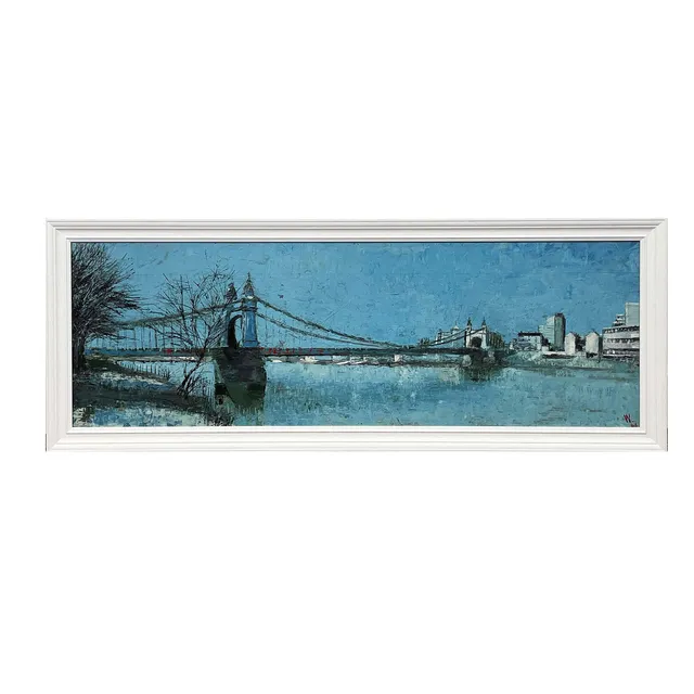 IN THE MANNER OF WILLIAM BOWYER (BRITISH 1926-2015). HAMMERSMITH BRIDGE LONDON.