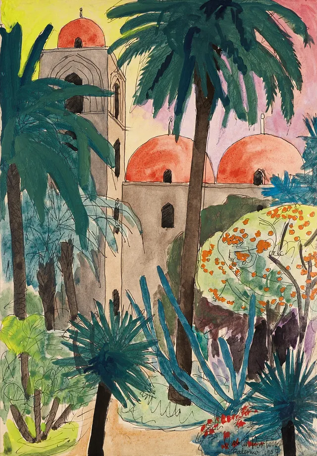 CHARLES PORTIN. Motiv från Palermo, 2 st, signerade och daterade 1957, akvarell på papper.