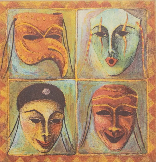 IRENE JARZ. "Masker IX". Färgetsning, signerad och numrerad 157/200.