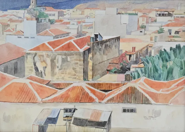 ERIC NORDLÖW. Akvarell, signerad Eric Nordlöw och daterad Tenerife 1952.