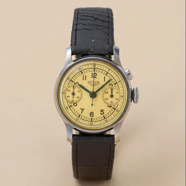 Heuer, "Monopusher", "Sector dial", ca 1935.