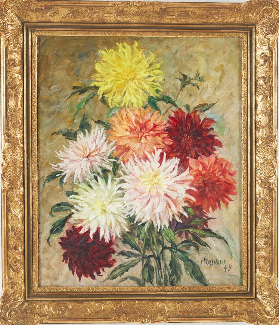 OIDENTIFIERAD KONSTNÄR. Blomsterstilleben, olja på duk, signerad. — Paintings — Stockholms Auktionsverk Magasin 5
