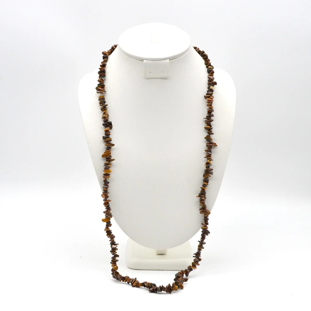 CHRYSOBERYLL SPLITTERSTEINKETTE IN DUNKELBRAUN, UM 1970ER, CA. 43CM. — Necklace — Kunst- und Auktionshaus Kleinhenz