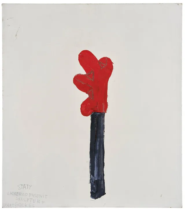 Torsten Andersson, "Staty. Lackerad masonitskulptur + svart sockel".