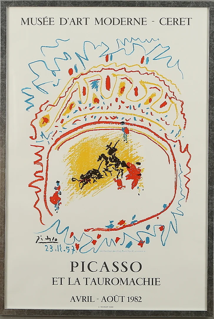 PABLO PICASSO. EFTER. Utställningsaffisch, litografi, "Musée D'Art Moderne Ceret", © Mourlot, 1982. — Engravings & Prints — Auktionshuset Kolonn