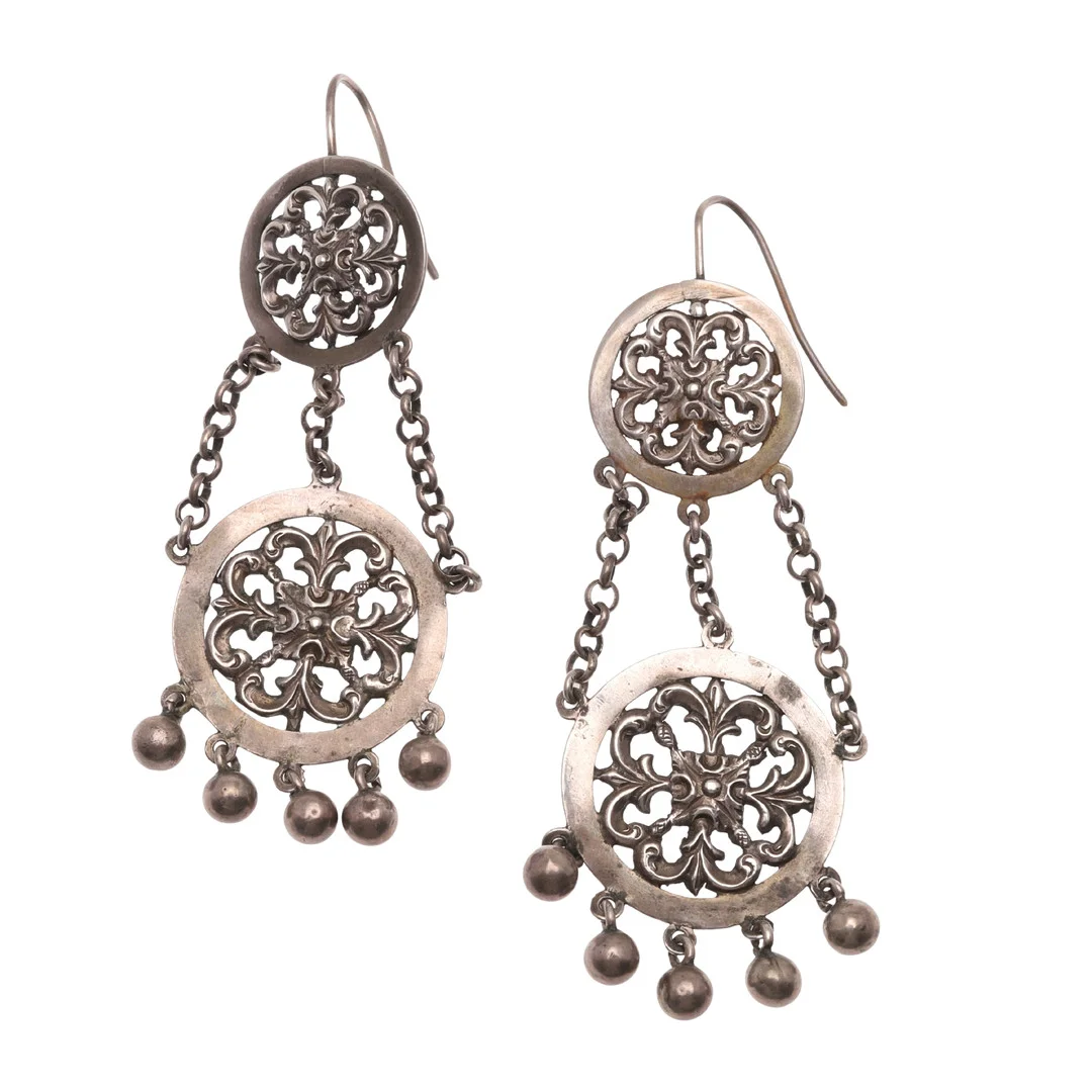 A PAIR OF SILVER DROP EARRINGS. — Earrings — Lawrences Auctioneers