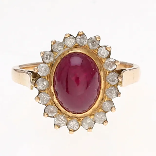 Ruby and diamonds rosette ring.