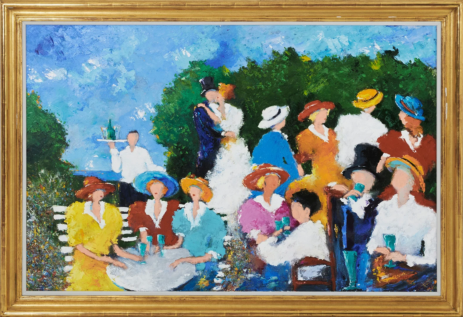 KARL HÖGLUND. Figurer på utomhuscafé, signerad, olja på duk. — Paintings — Stockholms Auktionsverk Magasin 5