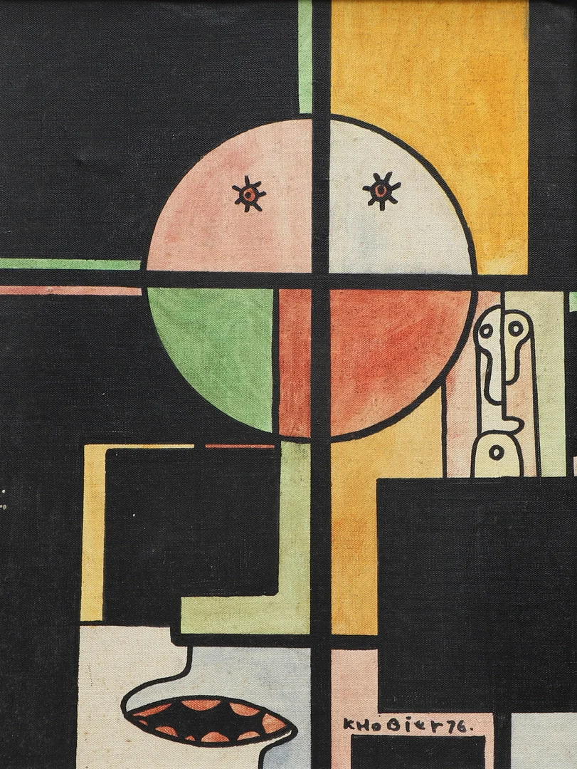 KJELL HOBJER. Olja på pannå, "Bilden utav?", signerad, daterad 1976. — Paintings — Ekenbergs Auktioner