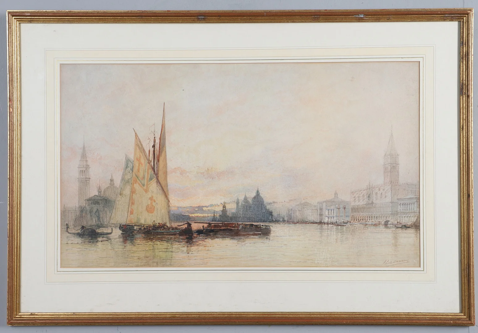 PAUL MARNY (1829-1914). THE DOGE'S PALACE AND THE BASILICA SANTA MARIA DELLA SALUTE AS VIEWED FROM THE GRAND CANAL, VENICE. — Paintings — Lawrences Auctioneers