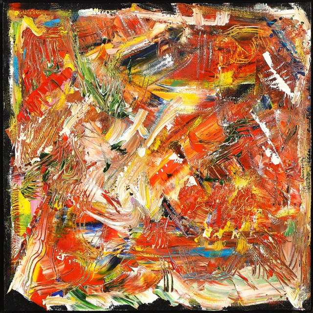Arne Henriksen. Oil on canvas. Abstract composition. 40x40 cm.