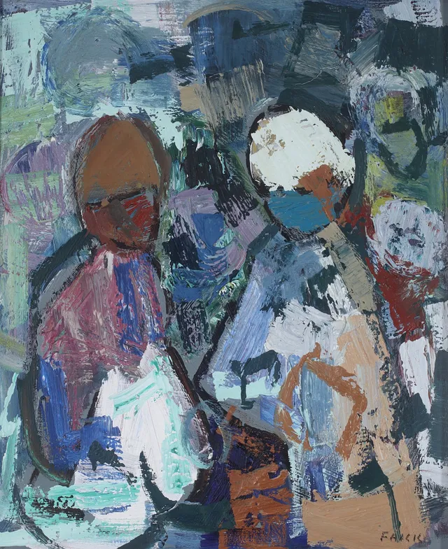 GÖSTA FALCK. Figurkompostion, olja på duk, signerad.