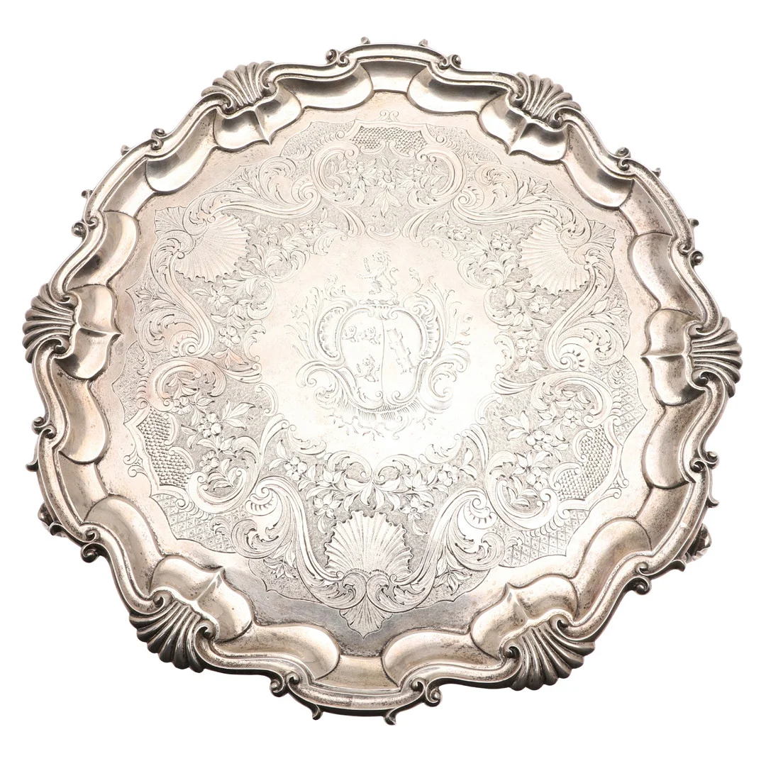 A GEORGE II SILVER SALVER. — Silver — Lawrences Auctioneers