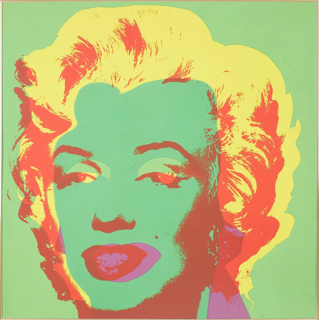 ANDY WARHOL. EFTER. färgserigrafi, "Marilyn", utgiven av Sunday B Morning, stämpelmärkt á tergo. — Engravings & Prints — Stockholms Auktionsverk Sickla
