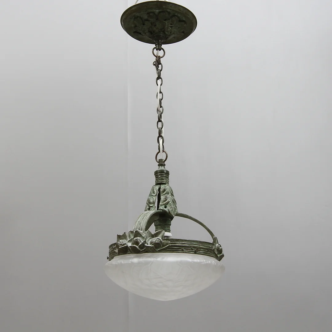 TAKLAMPA, brons, jugend, troligen Böhlmarks, omkring 1900. — Ceiling lights — Auktionshuset Kolonn