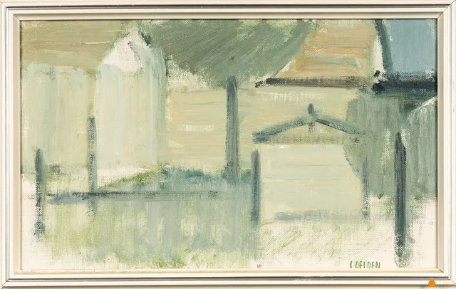 CARL DELDEN. Olja på duk, Hamn-motiv, 1900-tal, Signerad.
