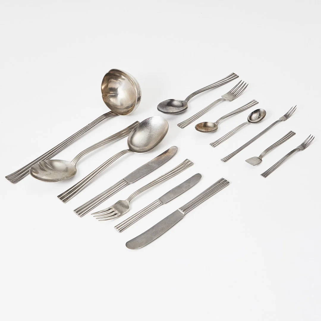 FOLKE ARSTRÖM. "Thebe" bestickservis, 48 delar, rostfritt, Gense. — Other metals — Stockholms Auktionsverk Magasin 5