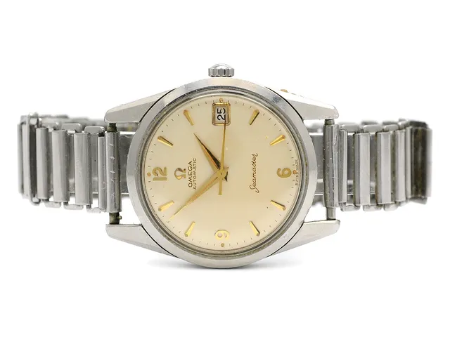 OMEGA, Seamaster, Cal 562, Serie nr. 18014021, Ref nr. CK 14701, Boett nr. 14701 1 SC, herrur, 33,5 mm, stål, automatisk, plexiglas, datum, skadad urtavla, ca 1961, metallänk ej original.