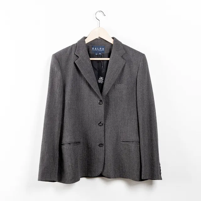 RALPH LAUREN, Kavaj i fiskbensmönstrad ull, storlek 12 (EU42/44).