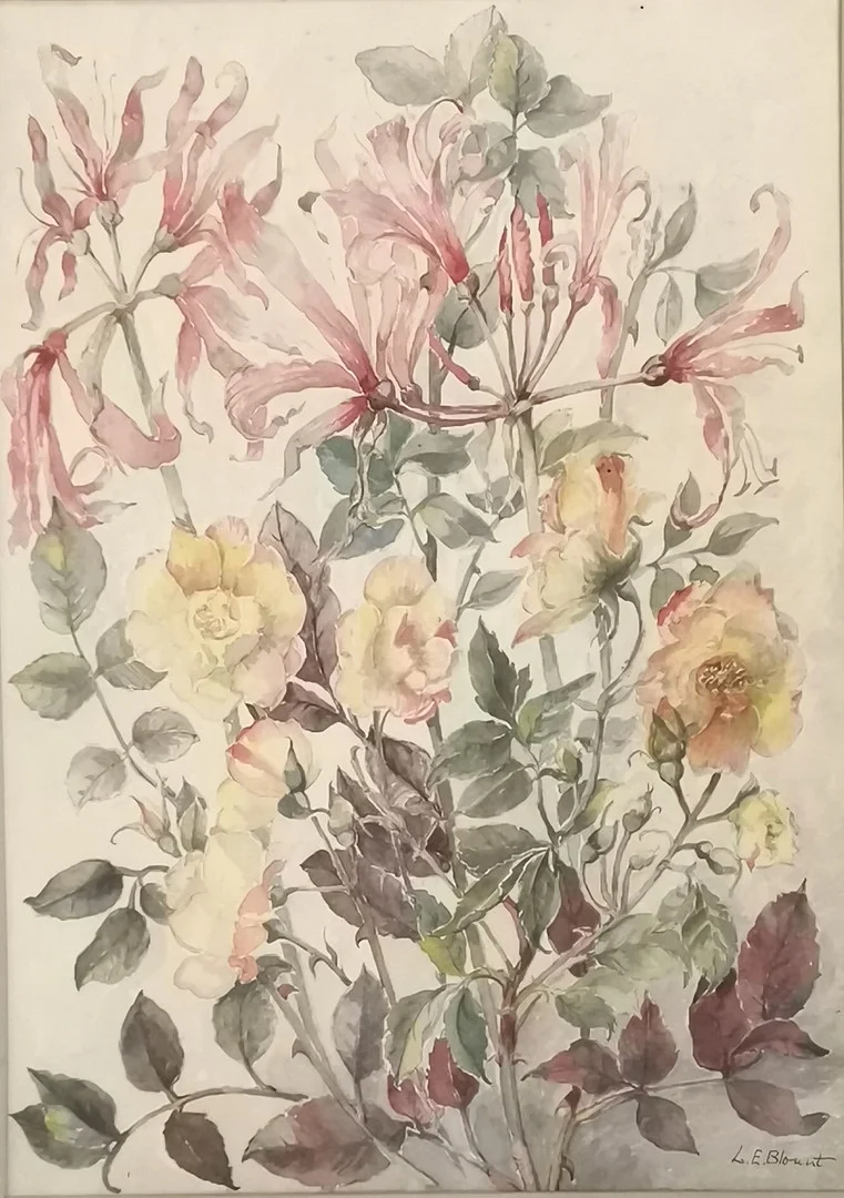 *L E BLOUNT WATERCOLOUR OF 'ROSES AND LILIES'. — Paintings — Acreman St Auctioneers & Valuers