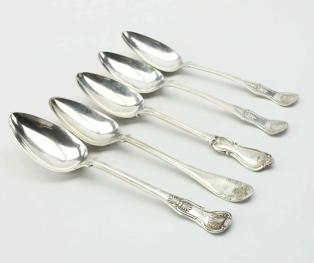 MATSKEDAR, 5 st, silver, Sverige, 1855-1872. — Silver — Hälsinglands Auktionsverk