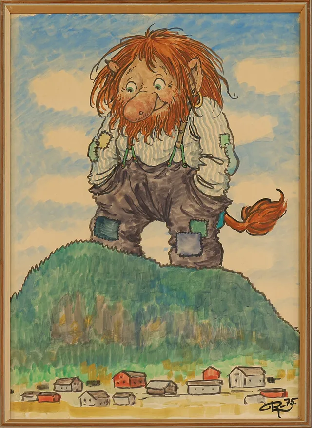 ROLF LIDBERG. "Nolbygubben" blandteknik, mongramsignerad.
