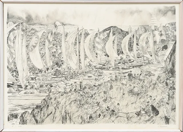 ERIK HAAMER. "Tjörn runt", litografi, signerad och numrerad 8/200.