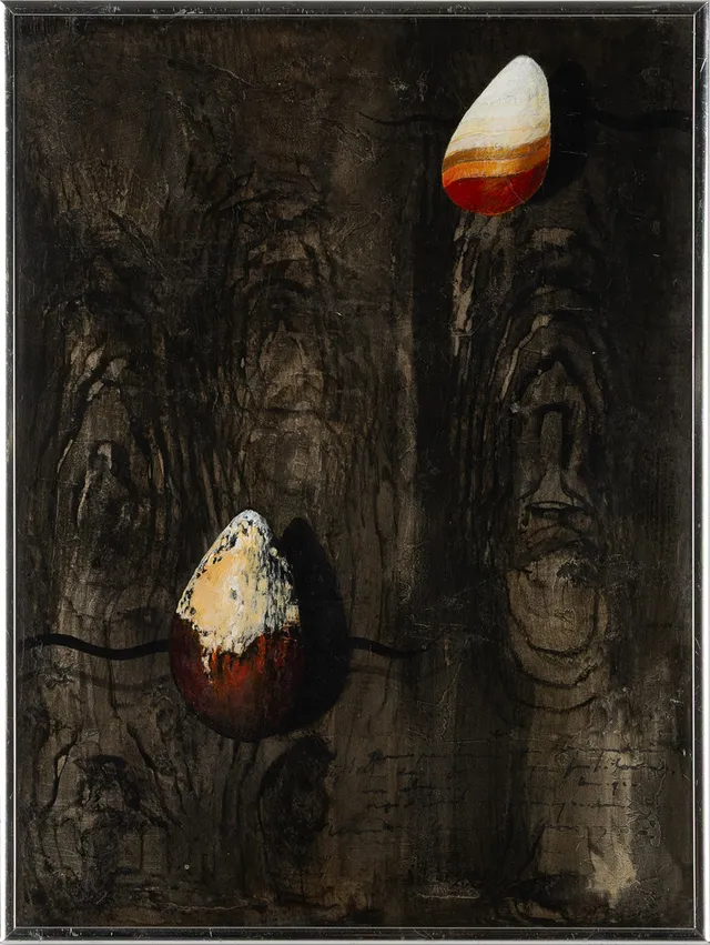 JÖRGEN WARING. "The approach", olja på trä, signerad a tergo.
