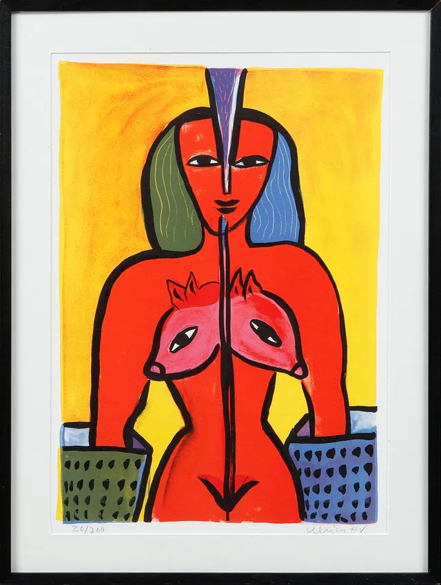 ULRICA HYDMAN-VALLIEN. Figurkomposition, färglitografi, signerad och numrerad 20/200.